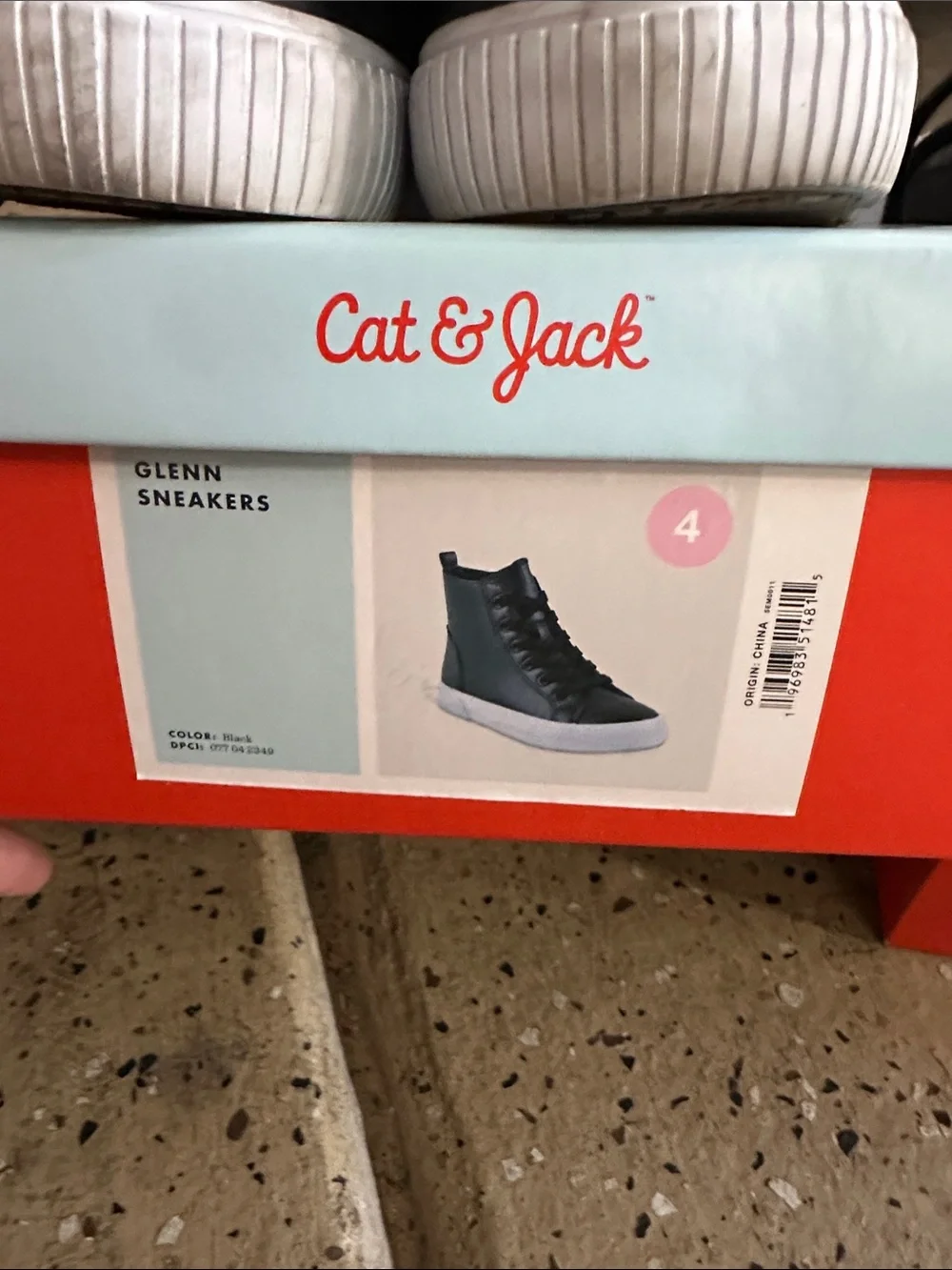 Cat & Jack Black High-Top Lace-Up Sneakers with White Soles ( 2 pairs)
